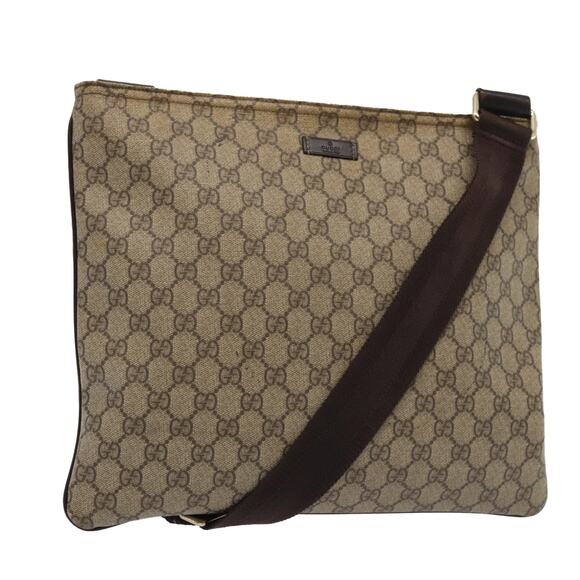 GUCCI GG Supreme Shoulder Bag Pvc Leather Beige Silver - Picture 1 of 16